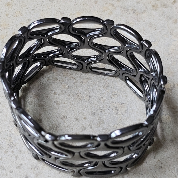 Bracelet Free People Circle Stretchy Black oxidized Metal Cuff LOT450 - Picture 3 of 5